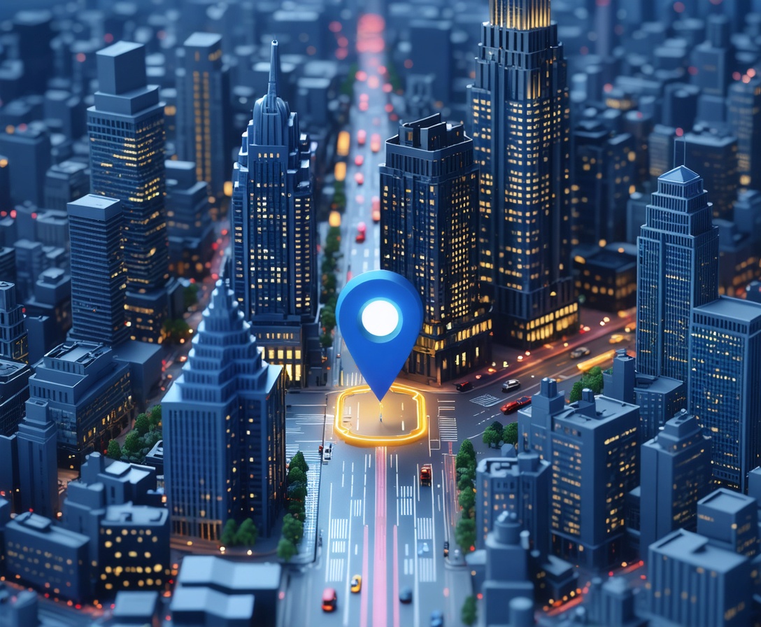 Трехмерная визуализация карты финансового района Сан-Франциско с отметкой нашего офиса