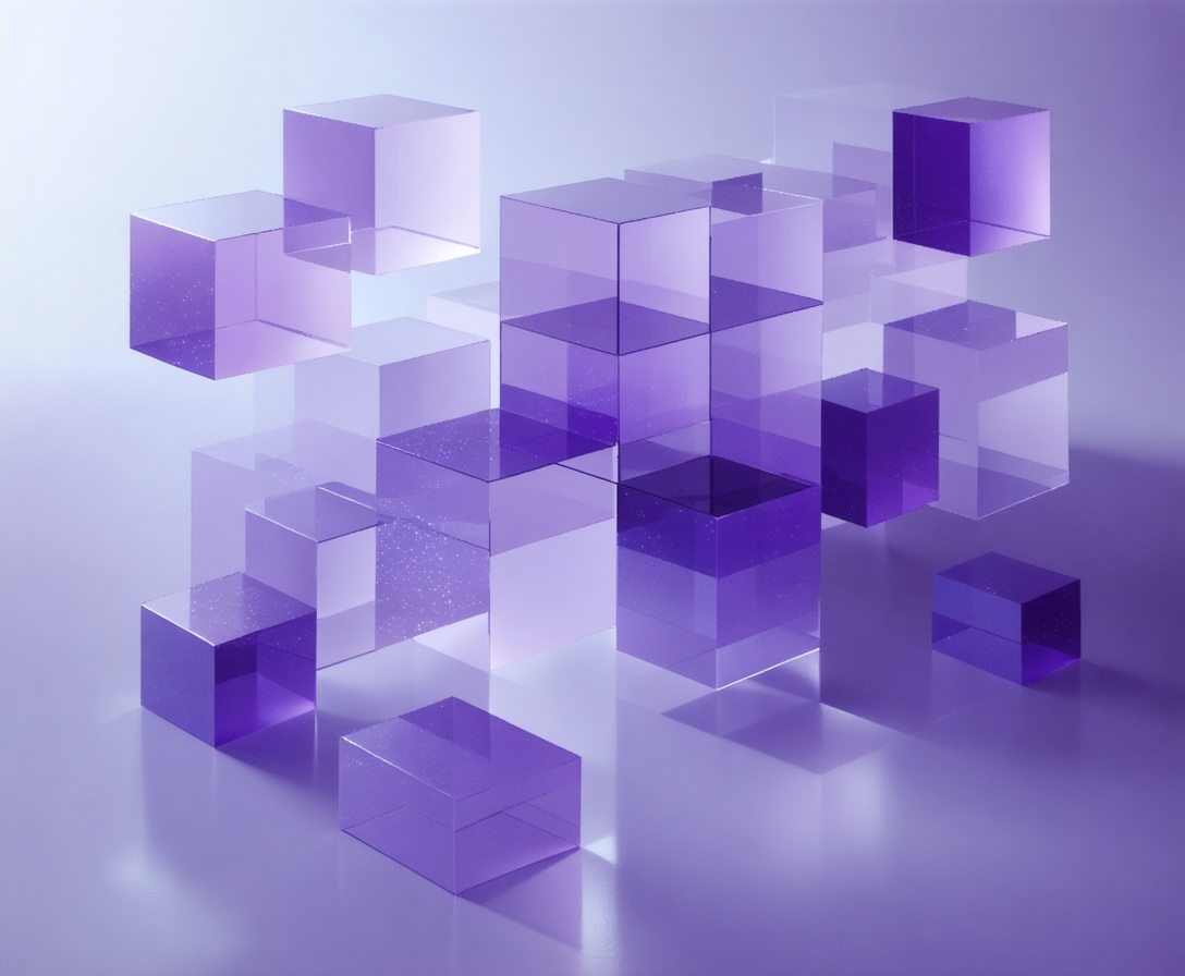 Абстрактный фон с геометрическими фигурами и фиолетовым свечением